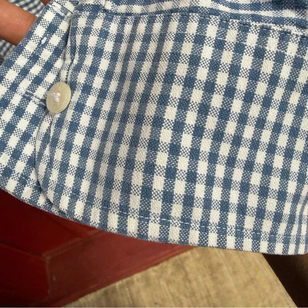 J. Crew Men's Navy and White Gingham Button-Down Shirt